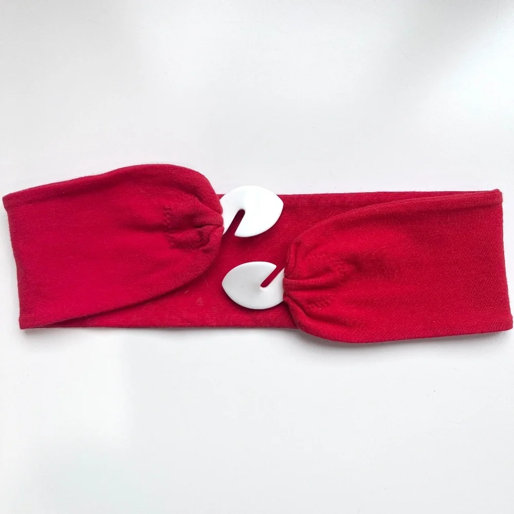 Vintage Kisslock Wide Red Fabric Stretch Belt